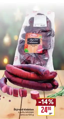Billa Štýrská klobása nabídka