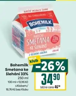 Billa Bohemilk Smetana ke šlehání 33% nabídka