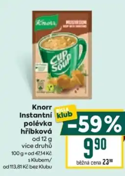 Billa Knorr Instantní polévka hříbková nabídka