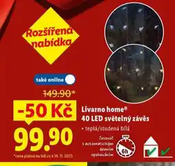 Lidl Livarno home led světelný závěs nabídka