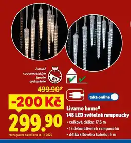 Lidl Livarno home led světelné rampouchy nabídka