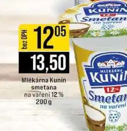 Jip Mlékárna Kunin smetana na vařeni 12% 200g nabídka