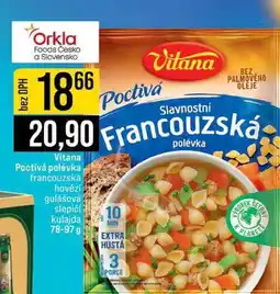 Jip Vitana Poctivá polévka francouzská hovězí gulášová slepičí kulajda 10 MIN 78-97 g nabídka