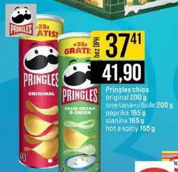Jip Pringles chips original 200 g smetana+cibule 200 g paprika 165 g slanina 165 g hot a spicy 165 g nabídka
