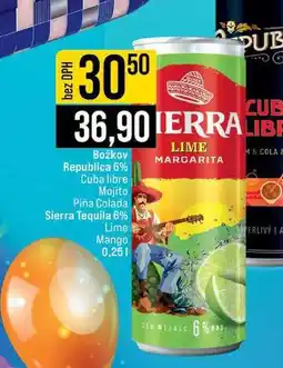 Jip Božkov Republica 6% Cuba libre Mojito Piña Colada Sierra Tequila 6% Lime Mango 0,25l nabídka