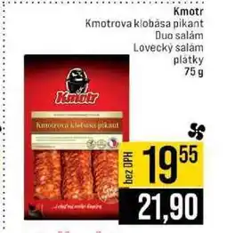 Jip Kmotr Kmotrova klobása pikant Duo salám Lovecký salám plátky 75 g nabídka