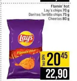 Jip Flamin' hot Lay's chips 70 g Doritos Tortilla chips 75 g Cheetos 80 g nabídka