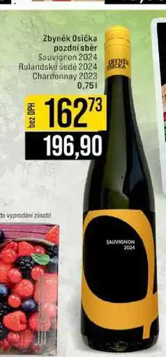 Jip Zbyněk Osička pozdní sběr Sauvignon 2024 Rulandské šedė 2024 Chardonnay 2023 0,75l nabídka