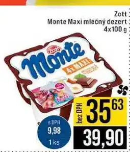 Jip Zott Monte Maxi mléčný dezert 4x100 g nabídka