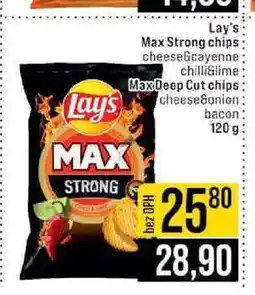 Jip Lay's Max Strong chips cheese&cayenne chilliGlime Max Deep Cut chips cheese&onion bacon 120 g nabídka