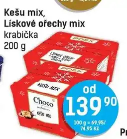 Konzum Kešu mix, Lískové ořechy mix krabička nabídka