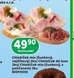 Brněnka Chlebíček mix (šunkový, vajíčkový) 2ks/ Chlebíček de luxe 2ks/ Chlebíček mix (šunkový, s poličanem) 2ks BIDFOOD nabídka
