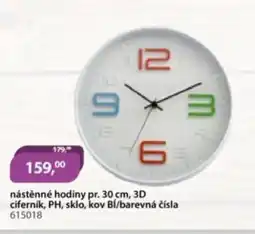 M.A.T. Nástěnné hodiny pr. 3d ciferník, ph, sklo, kov bĺ/barevná čísla 615018 nabídka