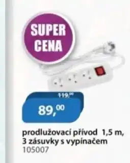M.A.T. Prodlužovací přívod , 3 zásuvky s vypínačem nabídka
