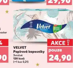 Kaufland Velvet papírové kapesníky nabídka