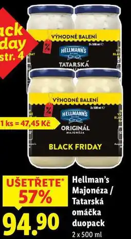 Lidl Hellman's Majonéza/Tatarská omáčka duopack, 2x 500 ml nabídka