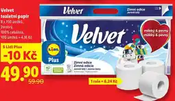 Lidl Velvet toaletní papír, 8x 150 útržků nabídka