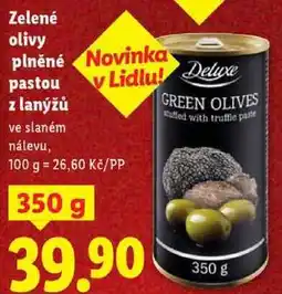 Lidl Zelené olivy plněné pastou z lanýžů, 350 g nabídka