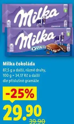 Lidl Milka čokoláda, 87,5 g a další nabídka