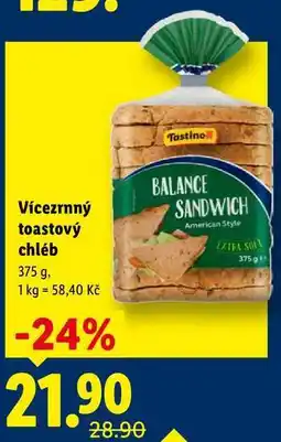Lidl Vícezrnný toastový chléb, 375 g nabídka