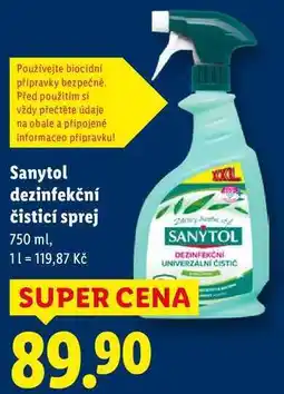 Lidl Sanytol dezinfekční čisticí sprej, 750 ml nabídka