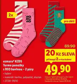 Lidl esmaraⓇ KIDS Termo ponožky s BIO bavlnou - 2 páry nabídka