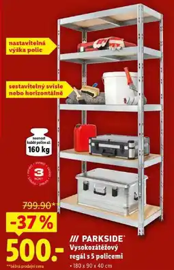Lidl PARKSIDE Vysokozátěžový regál s 5 policemi nabídka