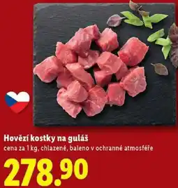 Lidl Hovězí kostky na guláš, cena za 1 kg nabídka