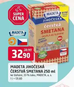 Trefa MADETA JIHOČESKÁ ČERSTVÁ SMETANA 250 ml ke šlehání, 33% tuku nabídka