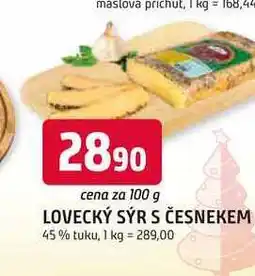 Trefa LOVECKÝ SÝR S ČESNEKEM 45% tuku, 100 g nabídka