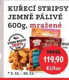 RABBIT řeznictví KUŘECÍ STRIPSY JEMNĚ PÁLIVÉ 600g, mražené nabídka