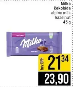 Jip Milka čokoláda alpine milk hazelnut nabídka
