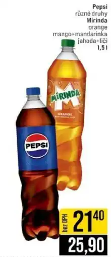 Jip Pepsi různé druhy Mirinda nabídka