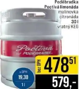 Jip Poděbradka Poctivá limonáda malinovka citronáda nabídka