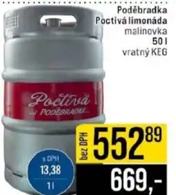 Jip Poděbradka Poctivá limonáda malinovka nabídka