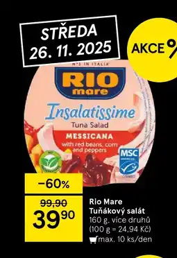 Tesco Rio Mare Tuňákový salát nabídka