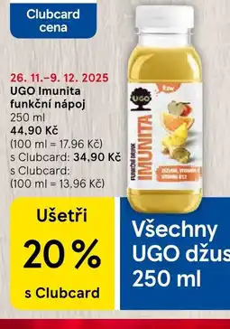 Tesco UGO Imunita funkční nápoj nabídka