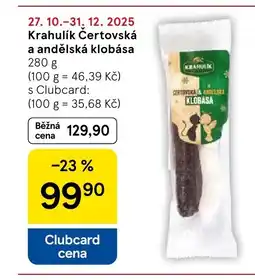 Tesco Krahulík Čertovská a andělská klobása nabídka