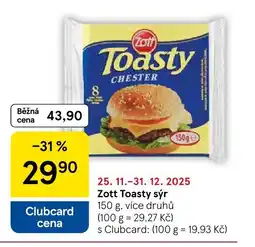 Tesco Zott Toasty sýr nabídka