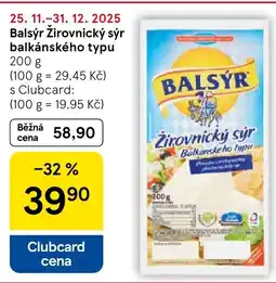 Tesco Balsýr Žirovnický sýr balkánského typu nabídka
