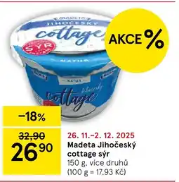 Tesco MADETA Jihočeský cottage sýr nabídka