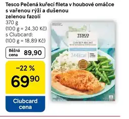 Tesco Tesco Pečená kuřecí fileta v houbové omáčce s vařenou rýží a dušenou zelenou fazolí nabídka