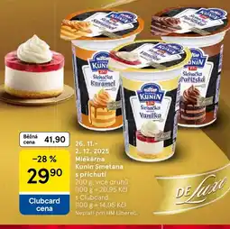 Tesco Mlékárna Kunín Smetana s příchutí nabídka