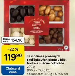 Tesco Tesco Směs pražených skořápkových plodů v bílé, hořké a mléčné čokoládě nabídka