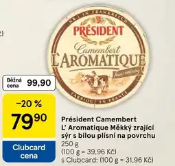 Tesco Président Camembert L' Aromatique Měkký zrající sýr s bílou plísní na povrchu nabídka