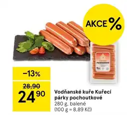 Tesco Vodňanské kuře Kuřecí párky pochoutkové nabídka