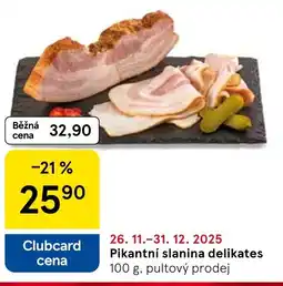 Tesco Pikantní slanina delikates nabídka