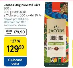 Tesco Jacobs Origins Mletá káva nabídka