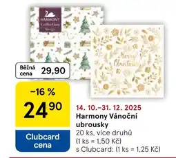 Tesco Harmony Vánoční ubrousky nabídka