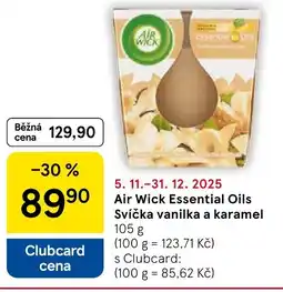 Tesco Air Wick Essential Oils Svíčka vanilka a karamel nabídka
